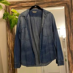 MOTHER Brand Lightly Distressed Denim Overshirt Size Small